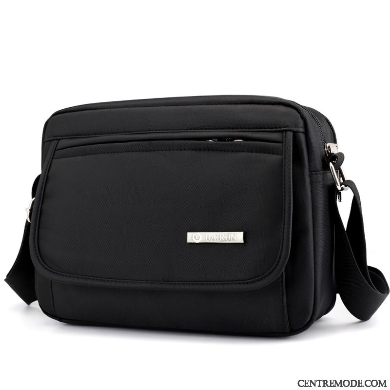 Sac À Bandoulière Homme Lumière Loisir Mallette Sac De Messager Multi-poche Étanche Noir