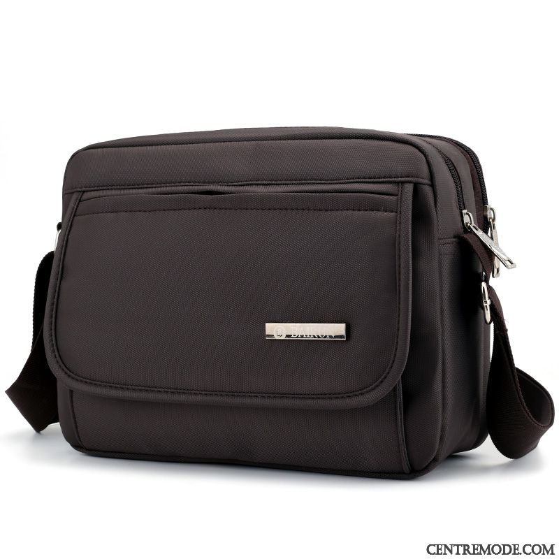 Sac À Bandoulière Homme Lumière Loisir Mallette Sac De Messager Multi-poche Étanche Noir