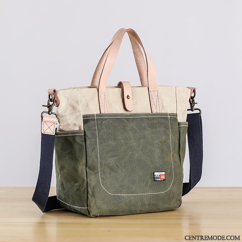 Sac À Bandoulière Homme Original Femme Sac À Main Sac Poitrine Cire D'huile Loisir Couleur De Contraste Bleu