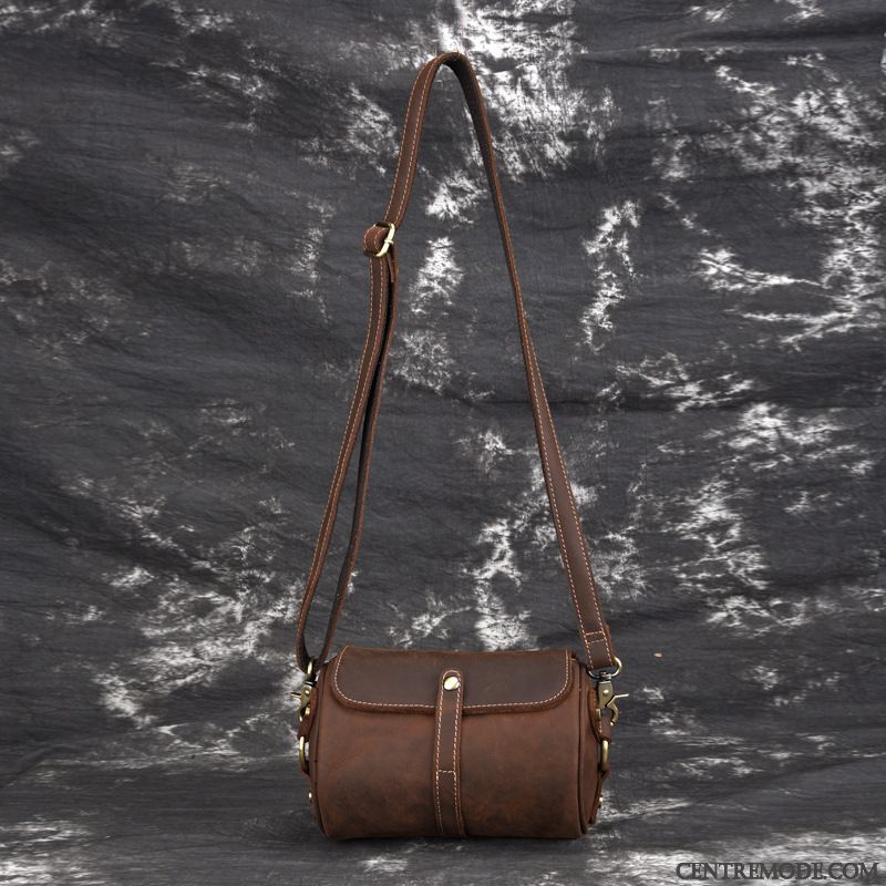 Sac À Bandoulière Homme Petit Simple Cuir De Vache Loisir Sacs À Bandoulière Rétro