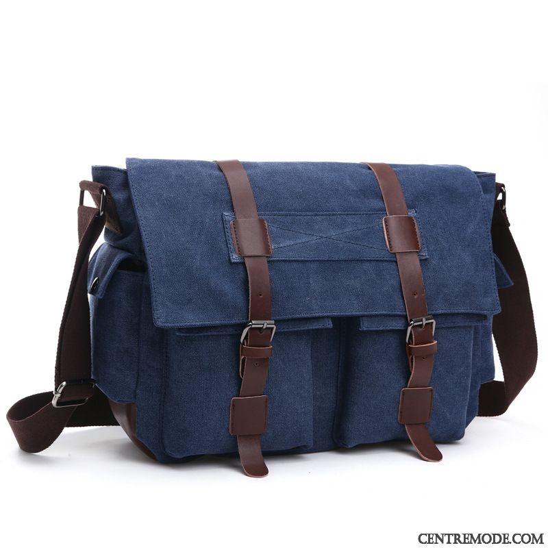 Sac À Bandoulière Homme Petit Sport Sac De Messager Outillage All-match Tendance Bleu Marin