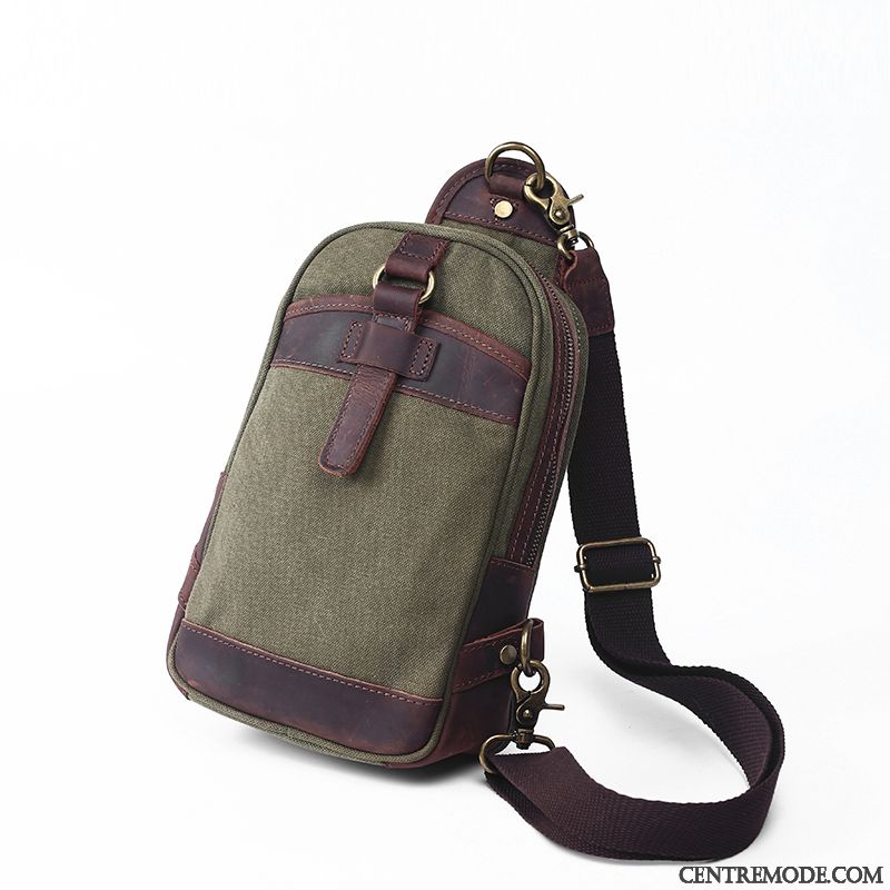 Sac À Bandoulière Homme Sac À Dos Loisir Sac De Messager Rétro All-match Toile Gris