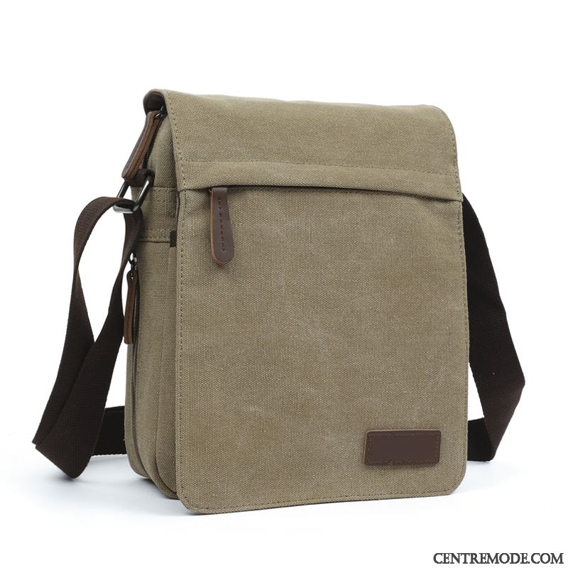 Sac À Bandoulière Homme Simple Jeunesse Loisir Sacs À Bandoulière Sac De Messager Toile Noir