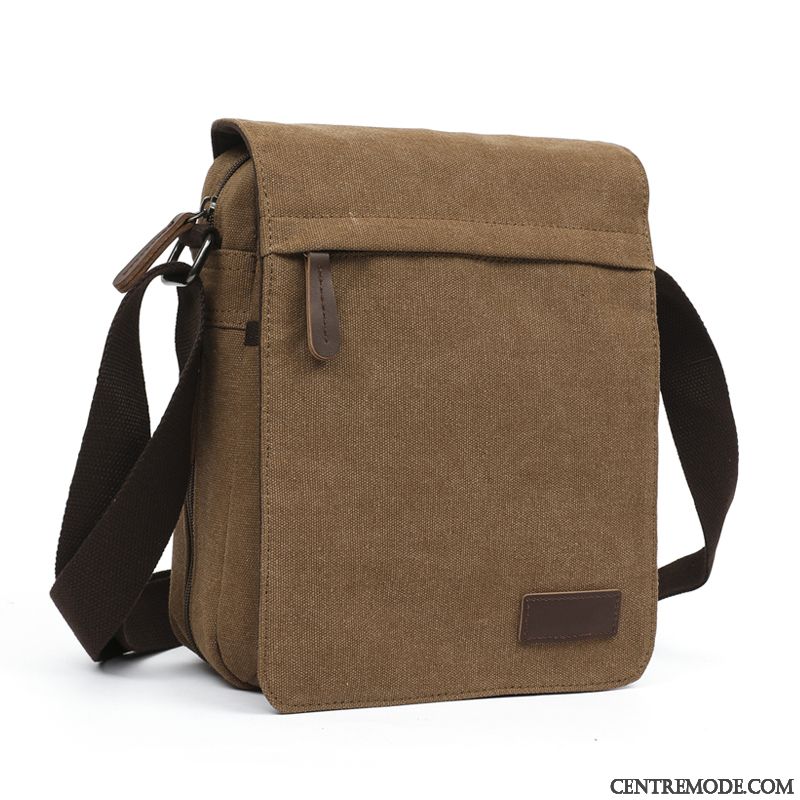 Sac À Bandoulière Homme Simple Jeunesse Loisir Sacs À Bandoulière Sac De Messager Toile Noir