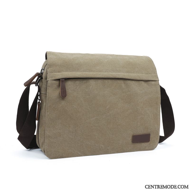 Sac À Bandoulière Homme Simple Jeunesse Loisir Sacs À Bandoulière Sac De Messager Toile Noir