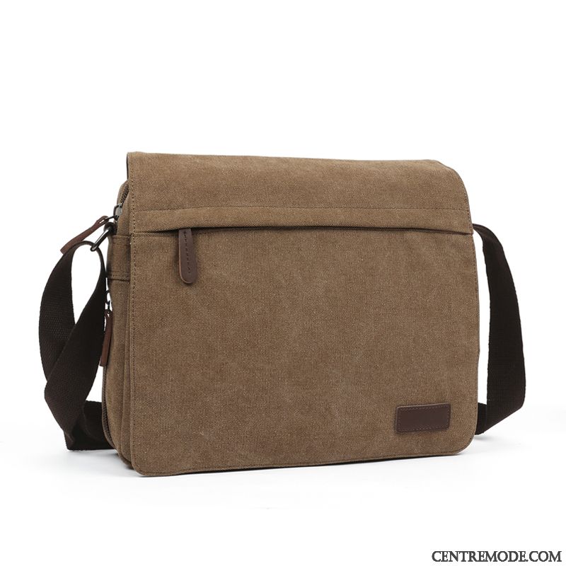 Sac À Bandoulière Homme Simple Jeunesse Loisir Sacs À Bandoulière Sac De Messager Toile Noir