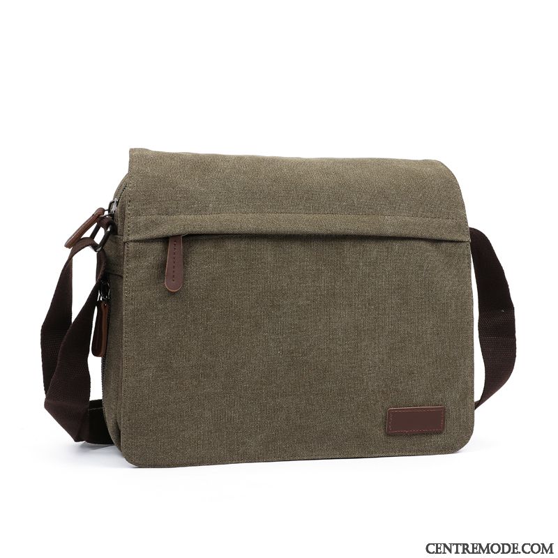 Sac À Bandoulière Homme Simple Jeunesse Loisir Sacs À Bandoulière Sac De Messager Toile Noir