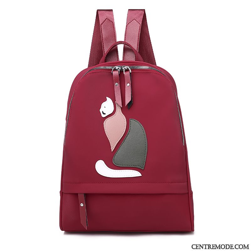 Sac À Dos Femme Antivol Tissu Oxford Le Nouveau Voyage Tendance Grande Capacité Rouge Rose