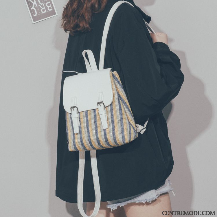 Sac À Dos Femme Le Nouveau Mode Petit Voyage Ultra All-match Couleur De Contraste Blanc