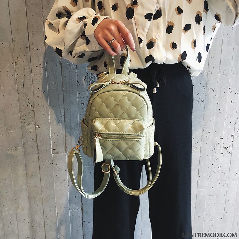 Sac À Dos Femme Le Nouveau Mode Vent Parfumé All-match Rhombe Petit Vert