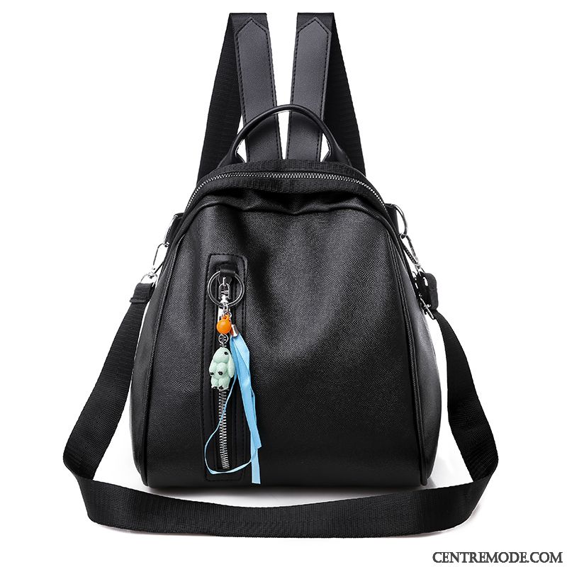 Sac À Dos Femme Le Nouveau Pu All-match Frais Peau Douce Petit Bleu