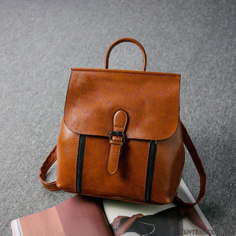 Sac À Dos Femme Le Nouveau Université Peau Douce Cuir Véritable Cuir De Vache Britanique Jaune