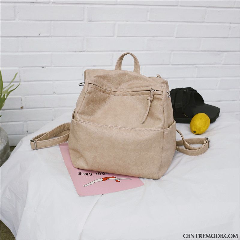 Sac À Dos Femme Loisir Tendance All-match Peau Douce Mode Le Nouveau Pure Rose