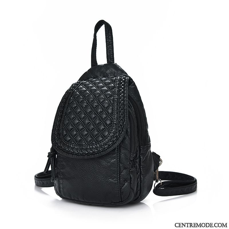 Sac À Dos Femme Mini Le Nouveau Peau Douce Loisir Pu Sac Poitrine Noir