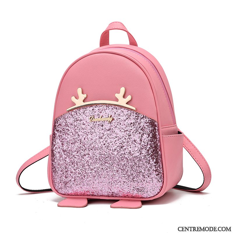 Sac À Dos Femme Mode Mini Pu Cuir Paillettes Multifonctions Le Nouveau Blanc