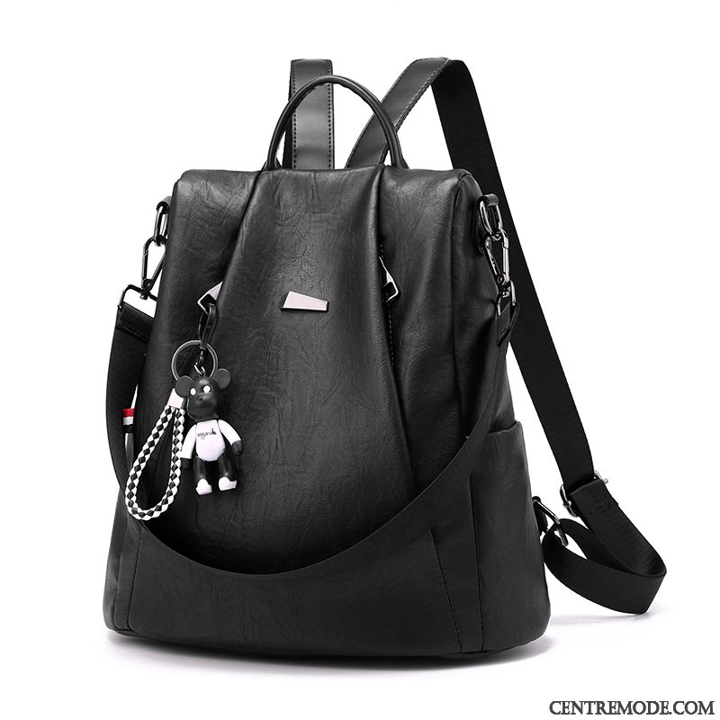 Sac À Dos Femme Nylon Tendance Tissu Oxford Le Nouveau Cartable Pu Cuir