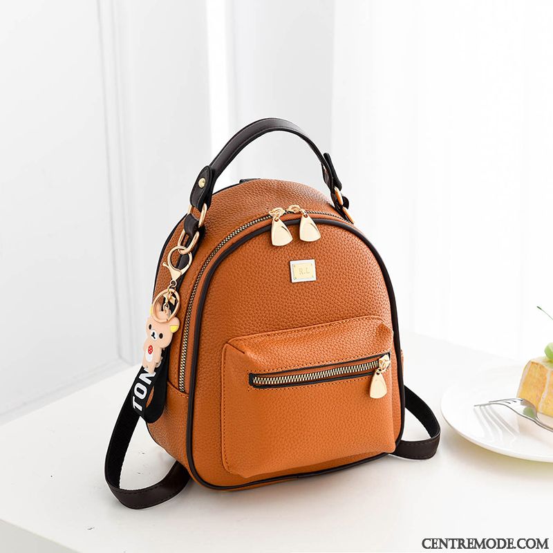Sac À Dos Femme Simple Mode All-match Pu Peau Douce Le Nouveau Gris