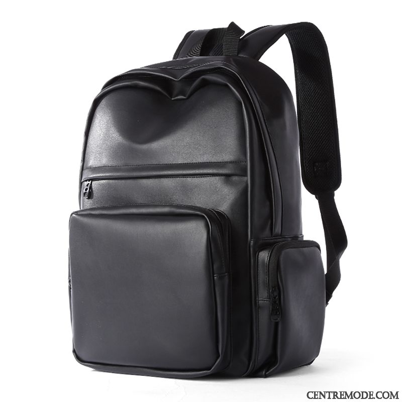 Sac À Dos Homme Cartable Milieu Tendance École Secondaire Étudiant Sac D'ordinateur Portable Noir