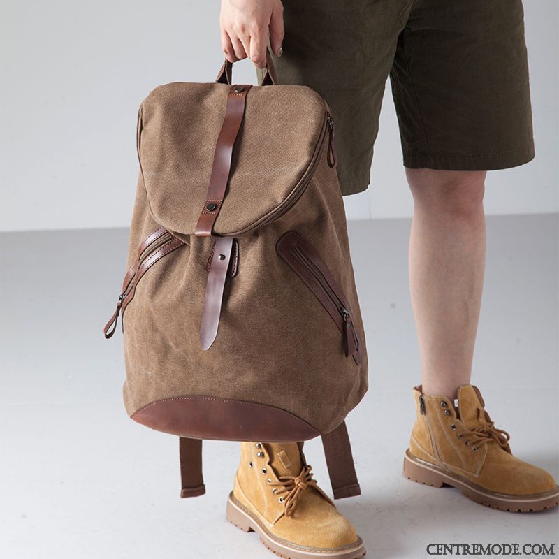 Sac À Dos Homme Cartable Sac D'ordinateur Portable Toile Loisir Voyage Mode Bleu