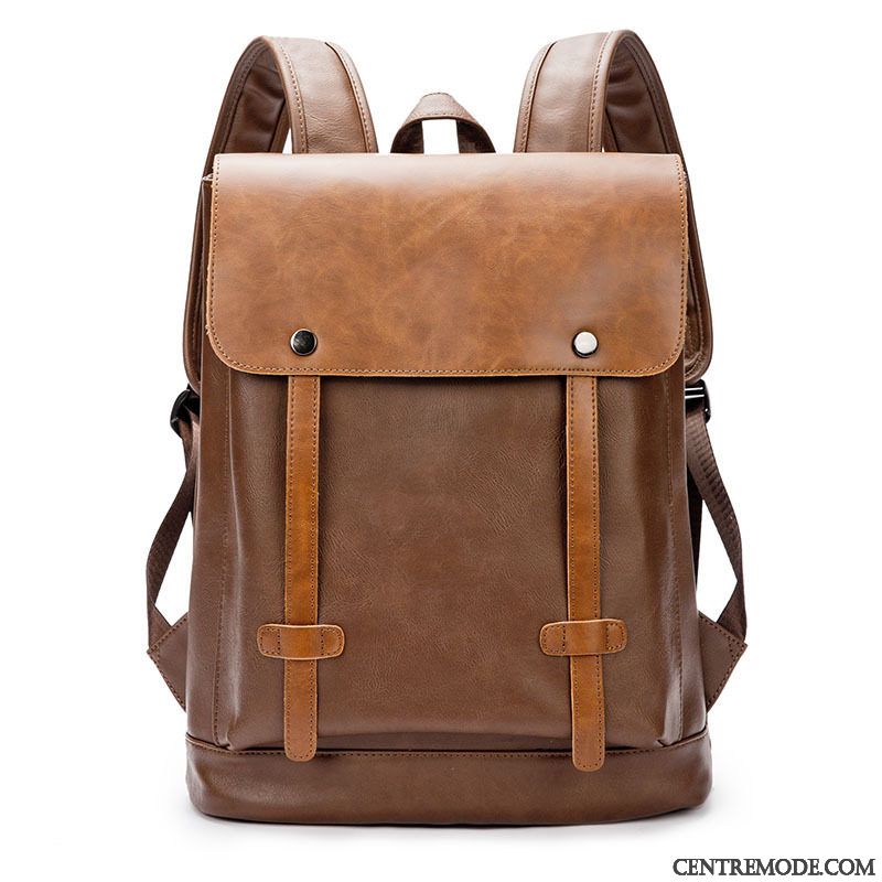 Sac À Dos Homme Cartable Tendance Britanique Vent De L'université Loisir Milieu Marron