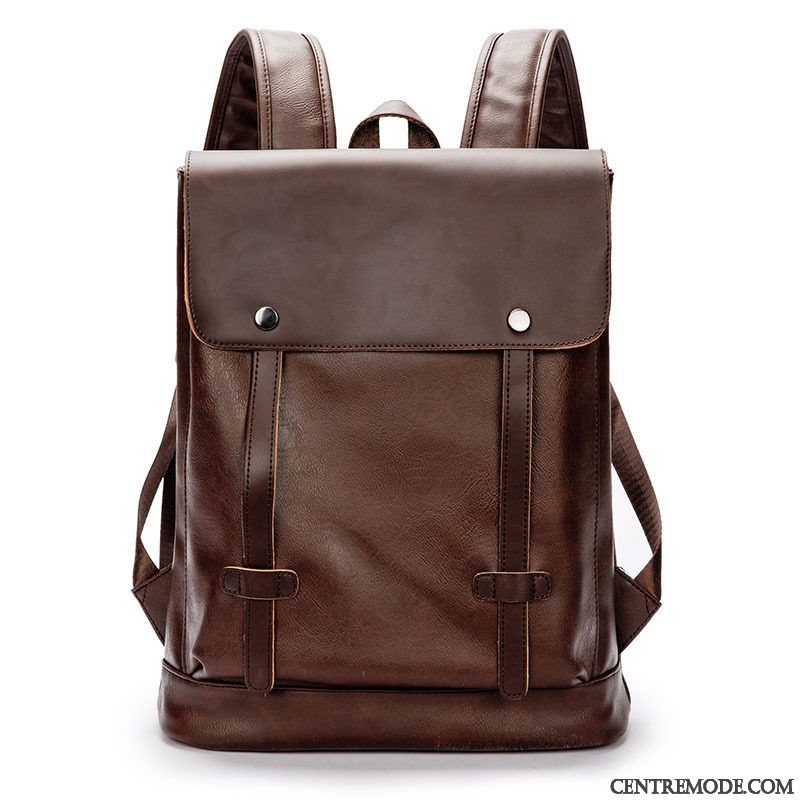 Sac À Dos Homme Cartable Tendance Britanique Vent De L'université Loisir Milieu Marron