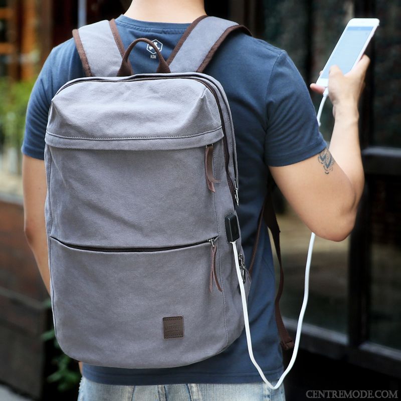 Sac À Dos Homme Entreprise Multifonctions Cartable Loisir Voyage Étudiant Gris