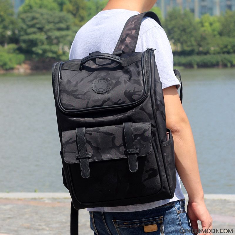 Sac À Dos Homme Jeunesse Loisir Voyage Tendance École Secondaire Nylon Noir