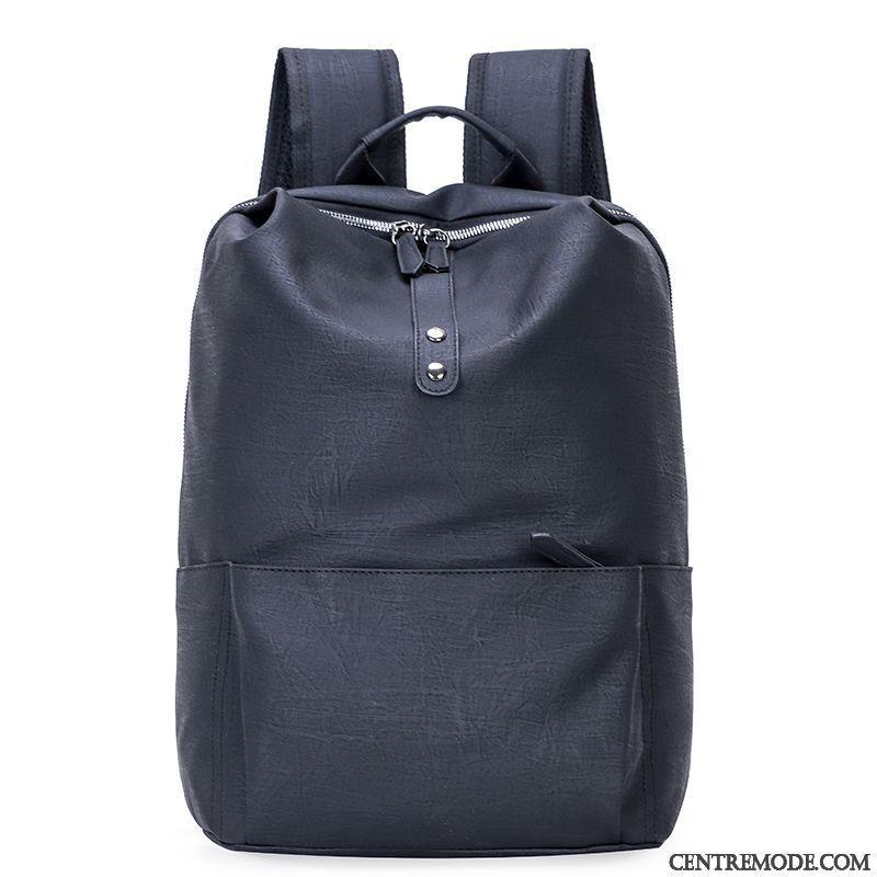 Sac À Dos Homme Loisir Grande Capacité Cuir Étudiant Entreprise Tendance Gris