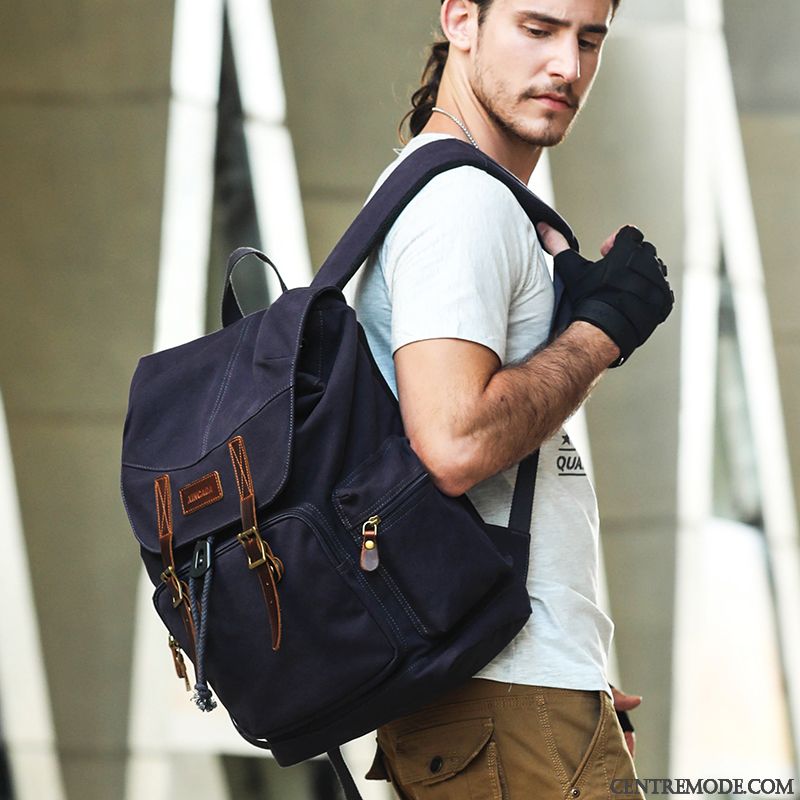 Sac À Dos Homme Loisir Gros Grande Capacité Toile Voyage Étudiant