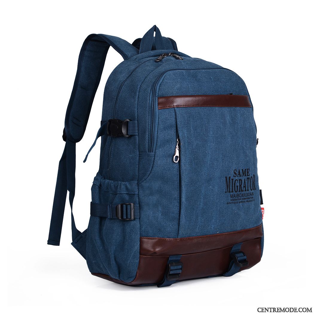 Sac À Dos Homme Loisir Sac D'ordinateur Portable Cartable Toile Étudiant Milieu