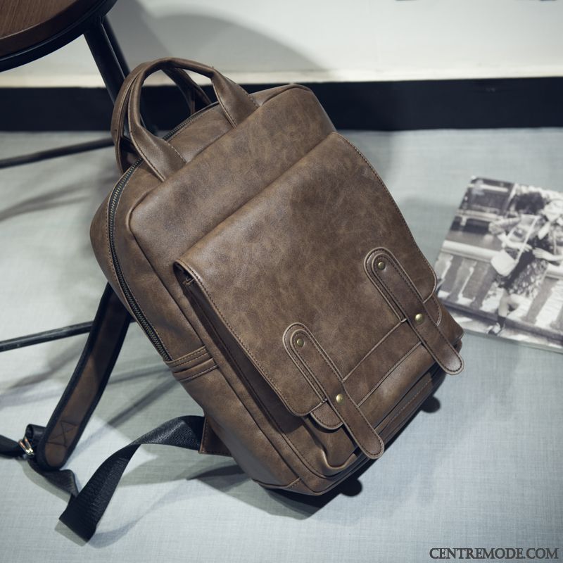 Sac À Dos Homme Mode Cartable Loisir Sac D'ordinateur Portable Rétro Britanique Brun