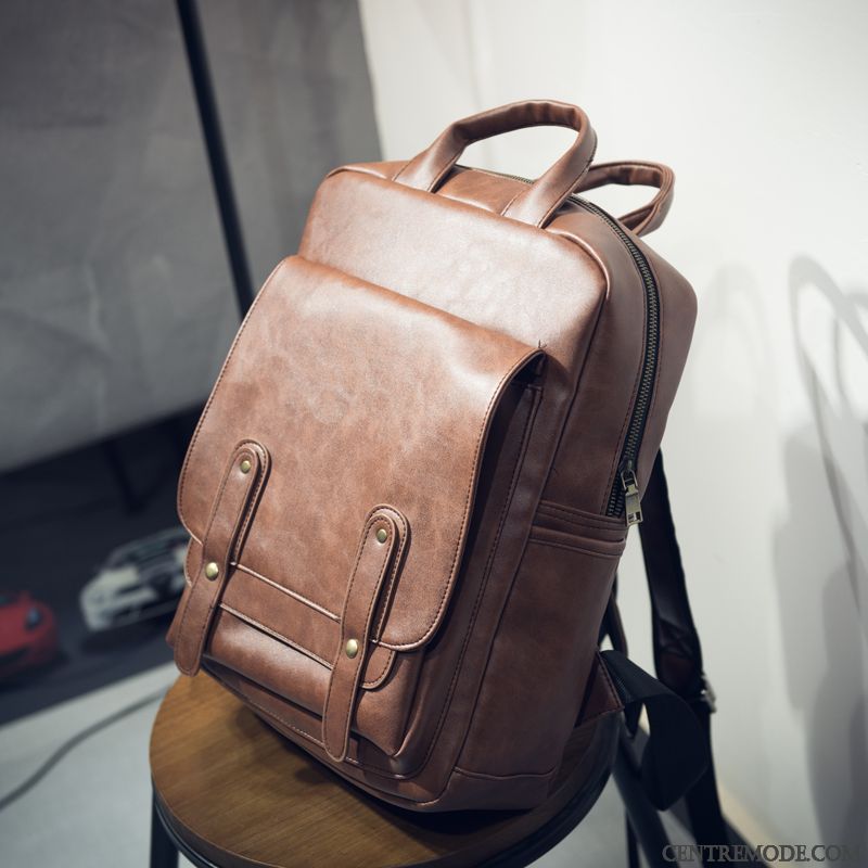 Sac À Dos Homme Mode Cartable Loisir Sac D'ordinateur Portable Rétro Britanique Brun