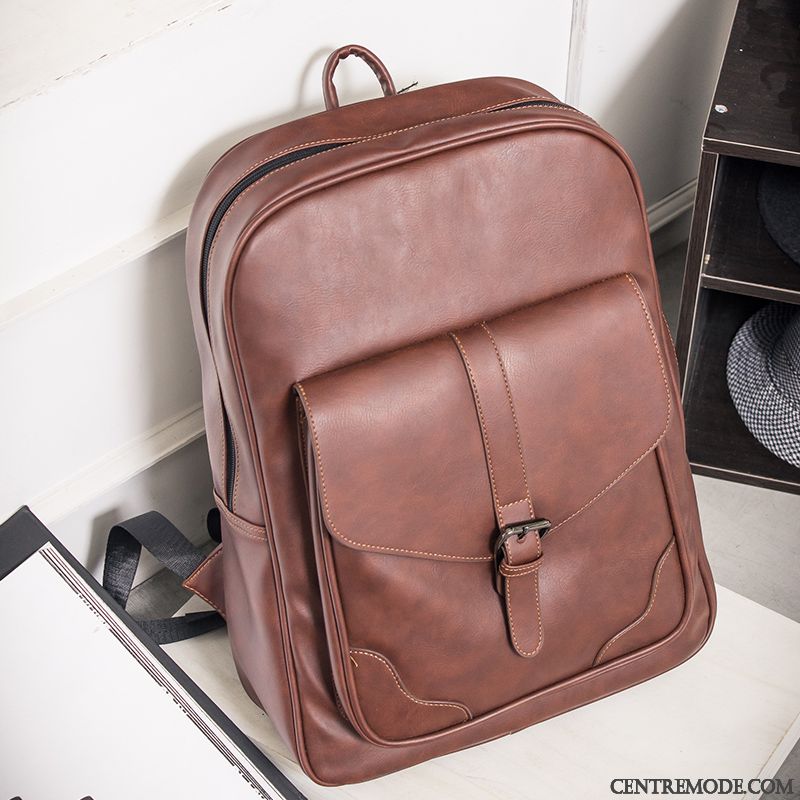 Sac À Dos Homme Mode Cartable Loisir Sac D'ordinateur Portable Rétro Britanique Brun