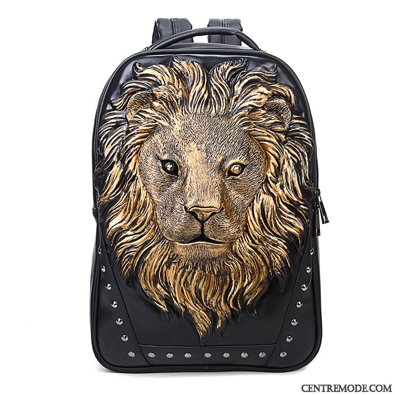 Sac À Dos Homme Mode Œillet Créatif Gros Tendance Cartable Noir