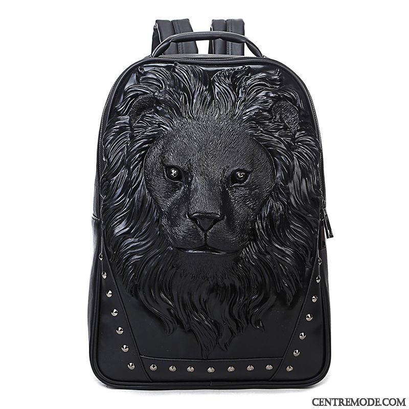 Sac À Dos Homme Mode Œillet Créatif Gros Tendance Cartable Noir