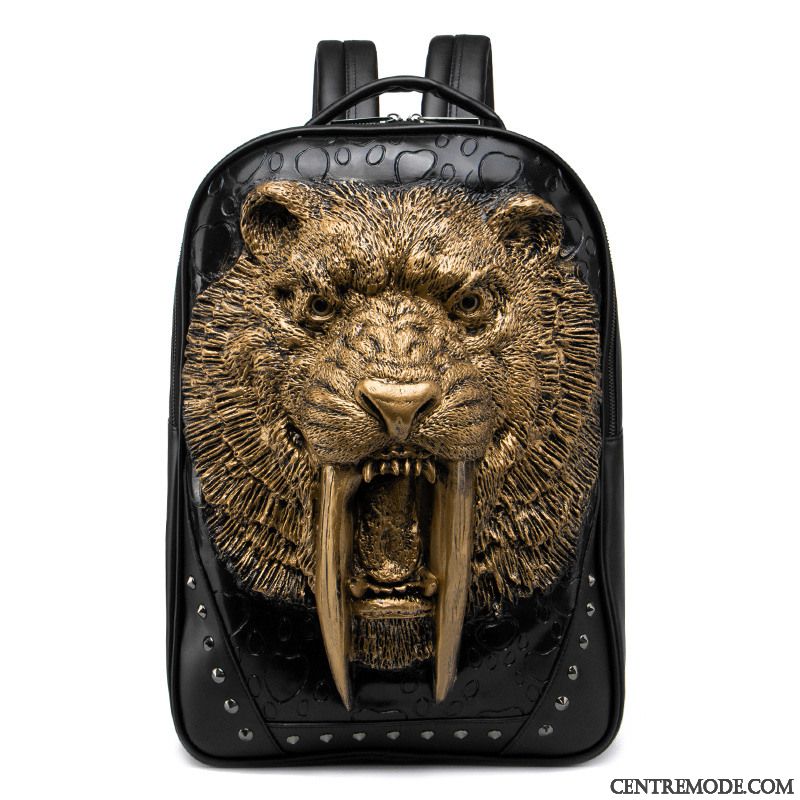 Sac À Dos Homme Mode Œillet Créatif Gros Tendance Cartable Noir