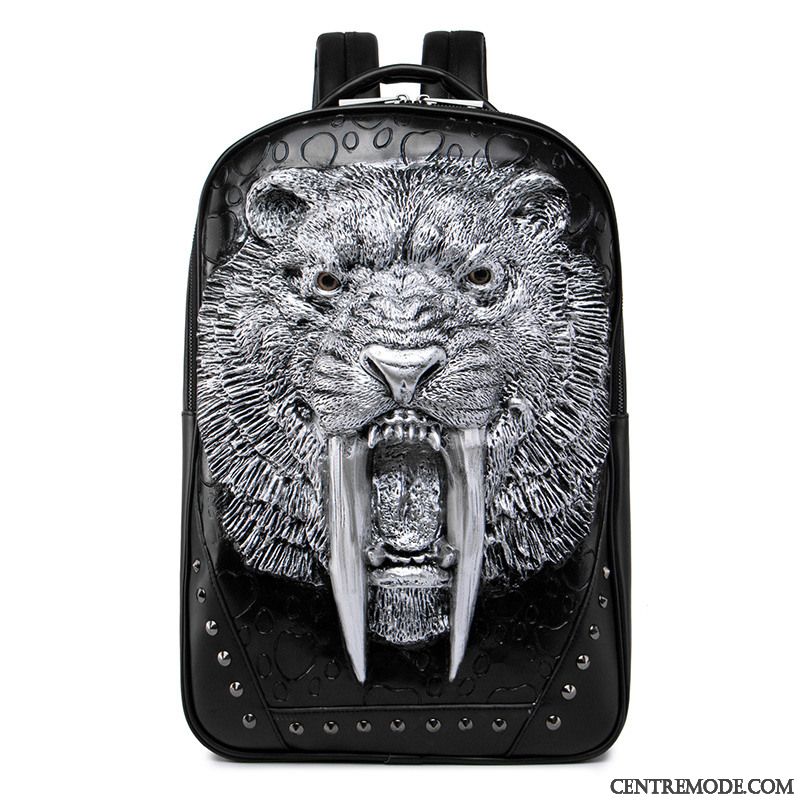 Sac À Dos Homme Mode Œillet Créatif Gros Tendance Cartable Noir
