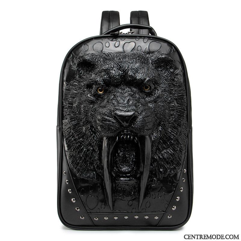 Sac À Dos Homme Mode Œillet Créatif Gros Tendance Cartable Noir