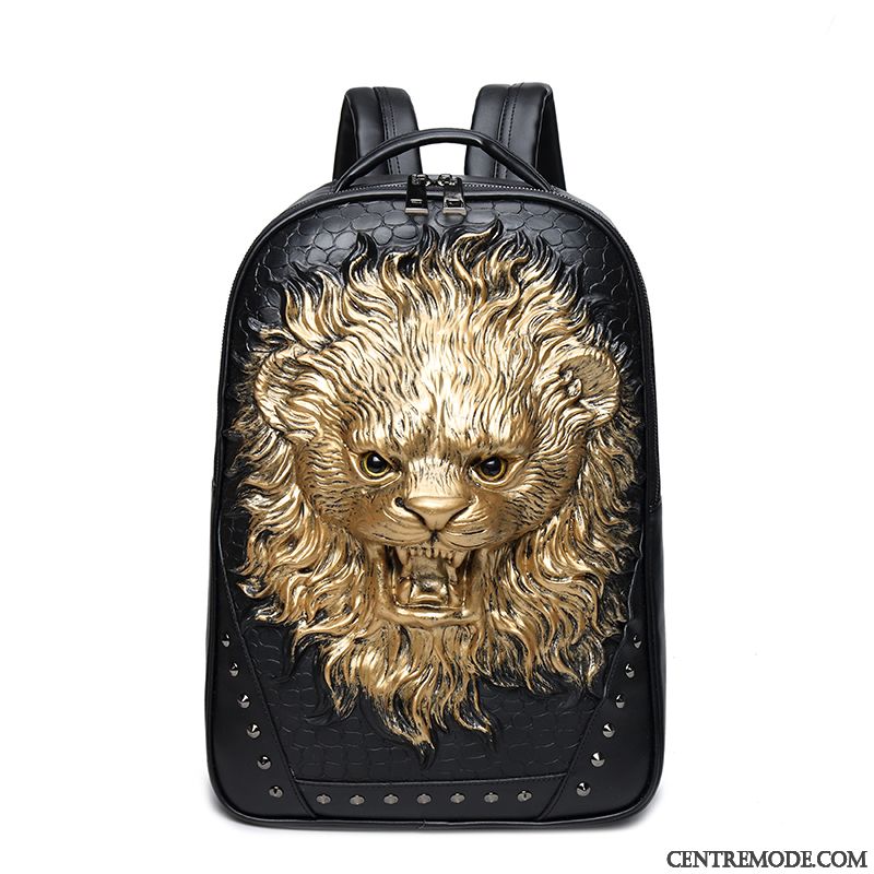 Sac À Dos Homme Mode Œillet Créatif Gros Tendance Cartable Noir