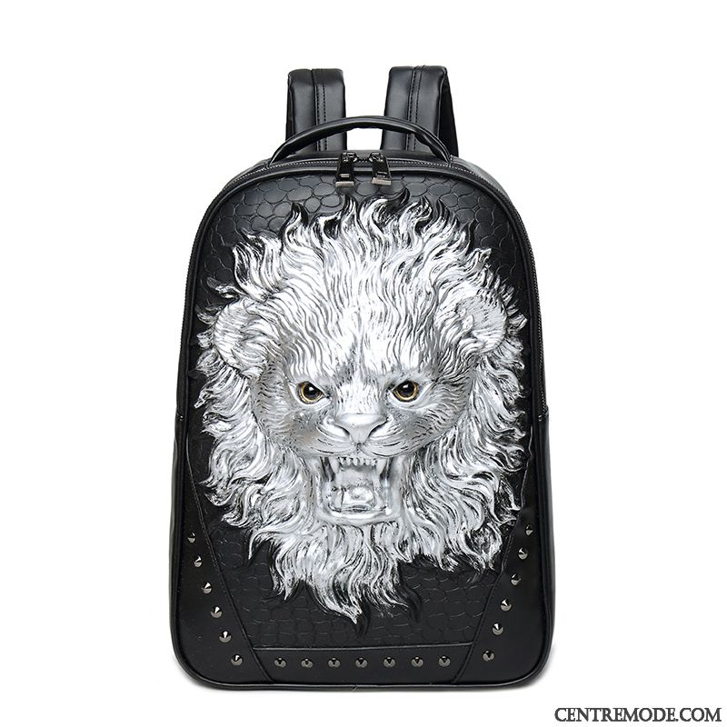 Sac À Dos Homme Mode Œillet Créatif Gros Tendance Cartable Noir