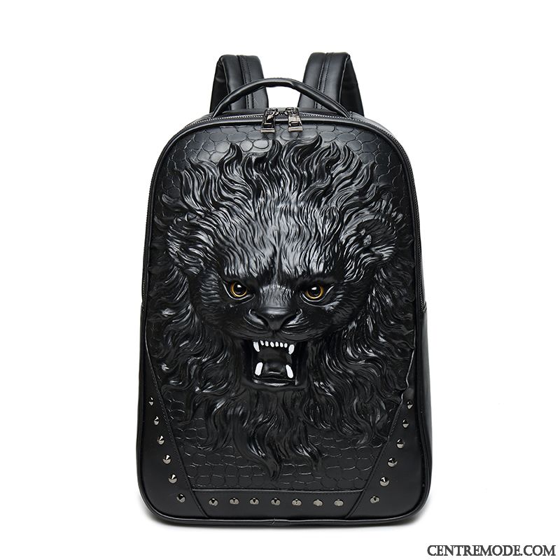Sac À Dos Homme Mode Œillet Créatif Gros Tendance Cartable Noir
