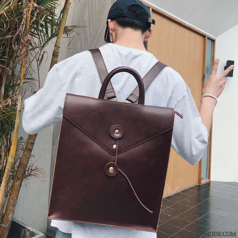Sac À Dos Homme Multifonctions Sac À Main Sacs À Bandoulière Femme Rétro Cartable Noir