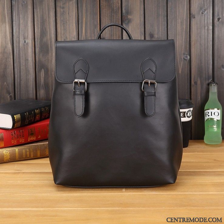 Sac À Dos Homme Sac D'ordinateur Portable Étudiant Tendance Cartable Qualité Loisir Marron
