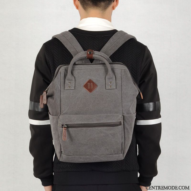 Sac À Dos Homme Simple Voyage Tendance Jeunesse Cartable Étudiant Gris