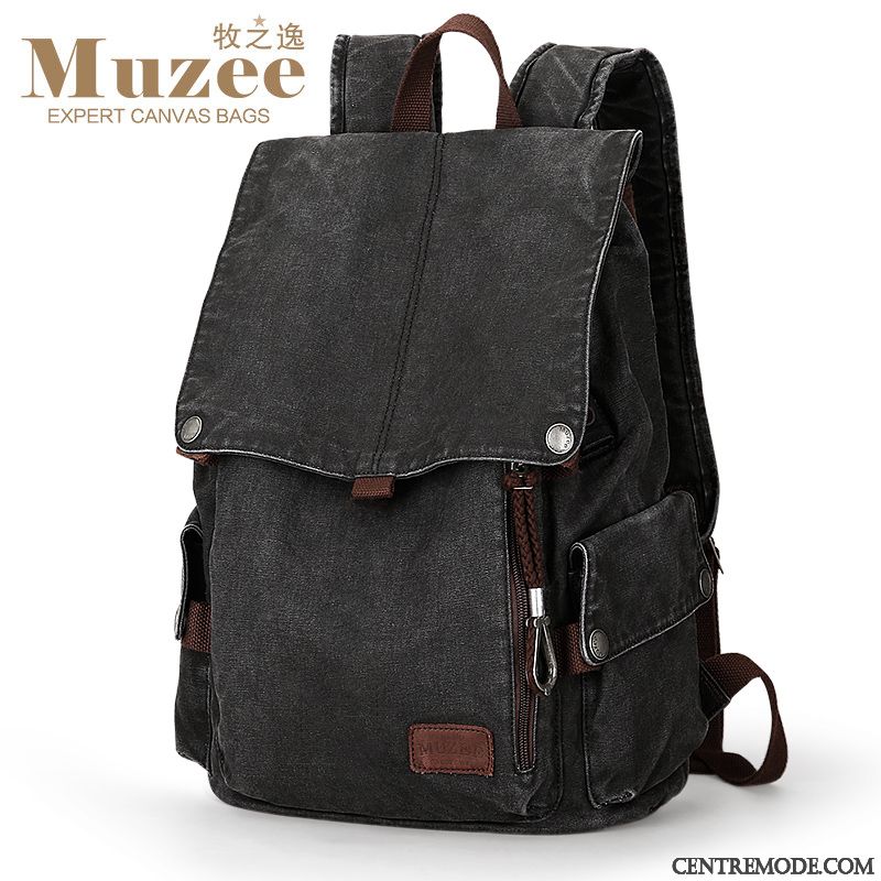 Sac À Dos Homme Tendance Cartable Simple Mode Voyage Étudiant Noir