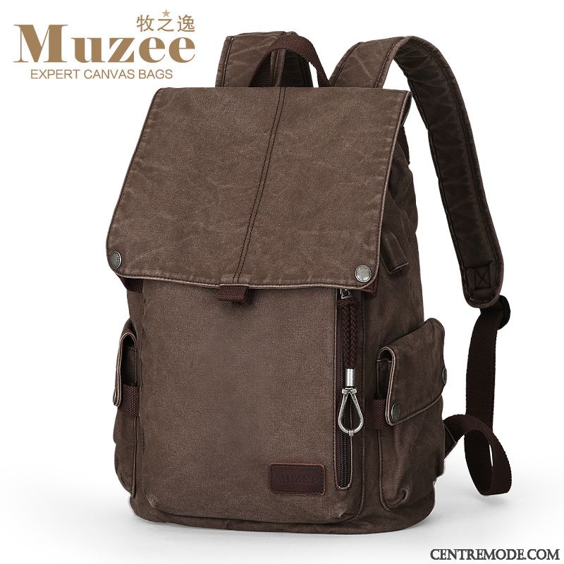 Sac À Dos Homme Tendance Cartable Simple Mode Voyage Étudiant Noir