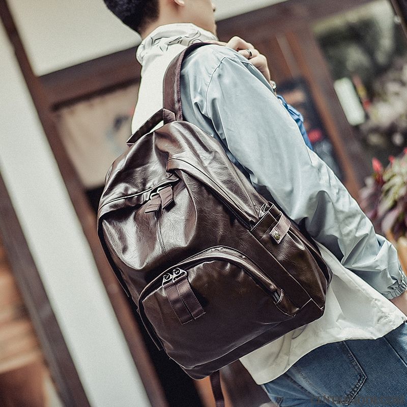 Sac À Dos Homme Voyage Cartable Sac D'ordinateur Portable Simple Tendance Loisir Noir