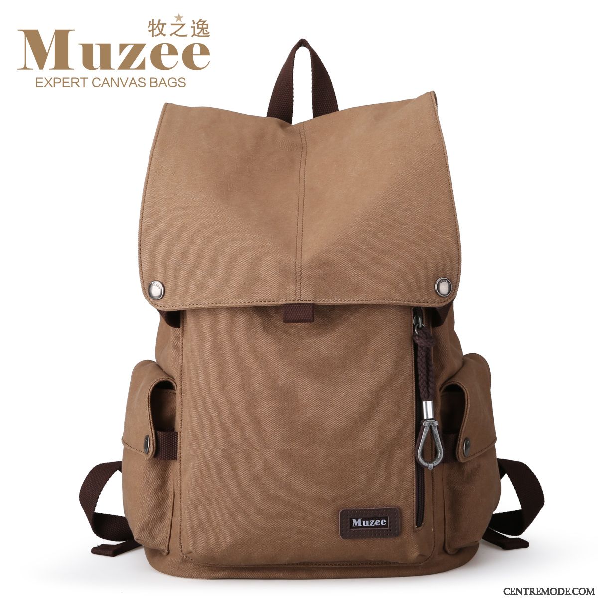 Sac À Dos Homme Voyage Mode Loisir Toile Cartable Étudiant Marron
