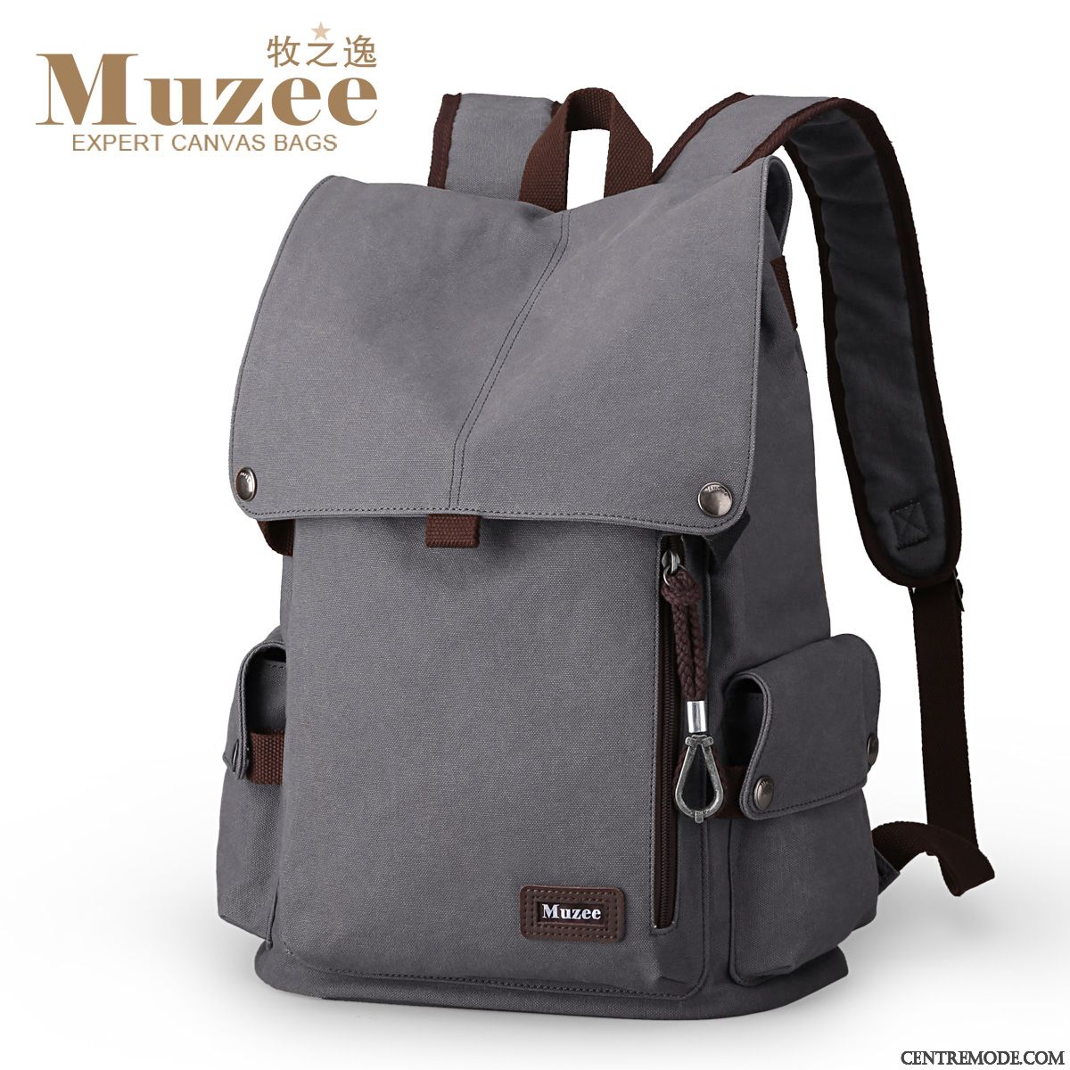 Sac À Dos Homme Voyage Mode Loisir Toile Cartable Étudiant Marron