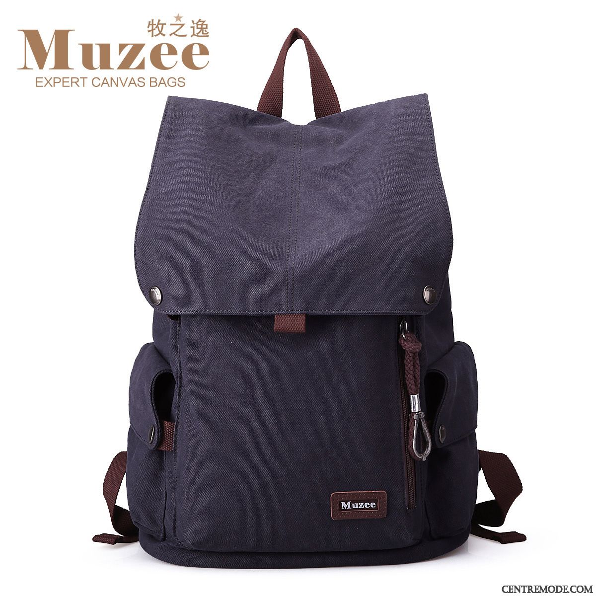 Sac À Dos Homme Voyage Mode Loisir Toile Cartable Étudiant Marron
